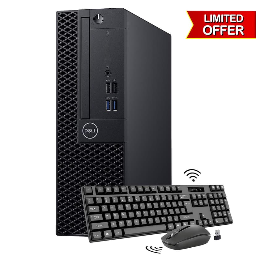 Desktop PC Dell OptiPlex SFF Computer Intel Core i5 up to 3.60GHz 16GB DDR4 RAM 512GB SSD Windows 11 Pro Wireless Keyboard Mouse Bluetooth Refurbished