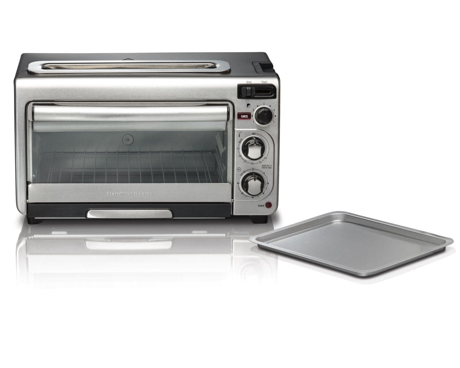 Hamilton Beach 2-in-1 Oven and Toaster, Stainless Steel, 1450 Watts, 1 Count, Model 31156C