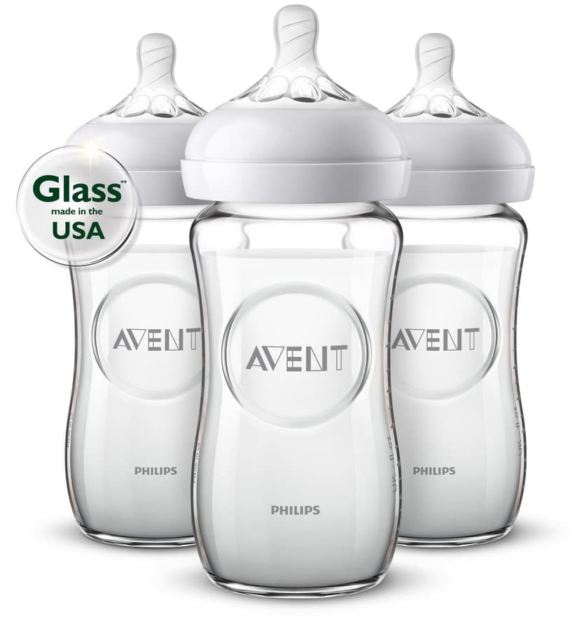 Philips Avent Natural Glass Baby Bottles, 3x8oz Bottles, SCF703/37