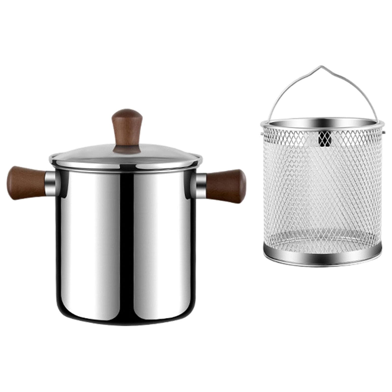Decodeary Stainless Steel Small Deep Fryer Pot Oil Mini Fryer Deep for Food Dried Meat L