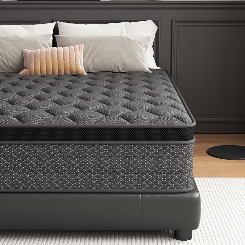 Mocangtu 12" Queen Hybrid Mattress in a Box, Gel Memory Foam with Individually Wrapped Pocket Coils, Medium Firm, Pressure Relief, Cooling Sleep Support