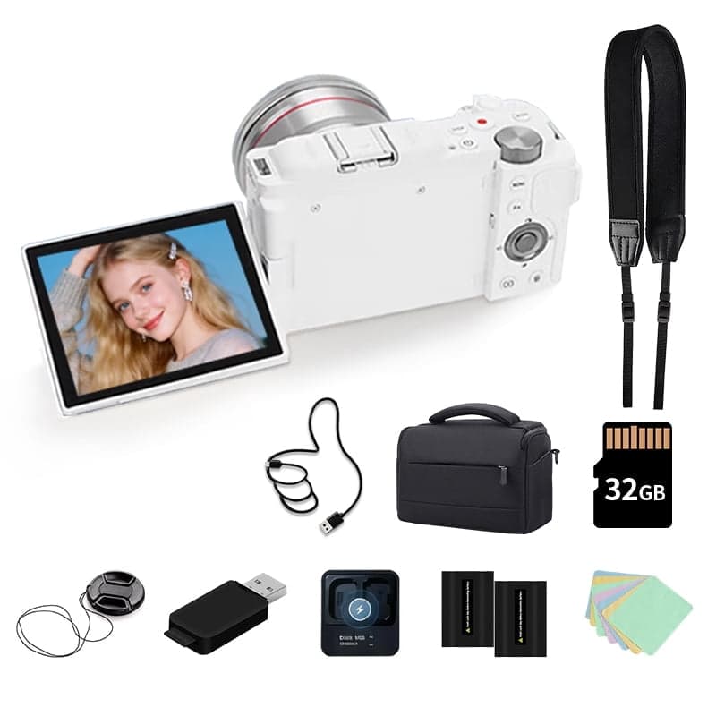 Digital camera, 5K & 12X optical camera for photography, 64MP vlogging camera for YouTube, video camera, WiFi and HDMI output, 32GB SD card (2 batteries)