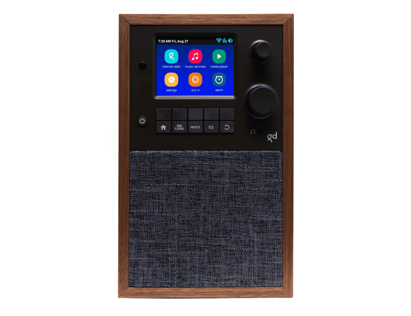 Grace Digital Mondo Alto Wireless Speaker, Bluetooth, Wi-Fi, Internet Radio, 7-Day Alarm – Microphone Free (Walnut)
