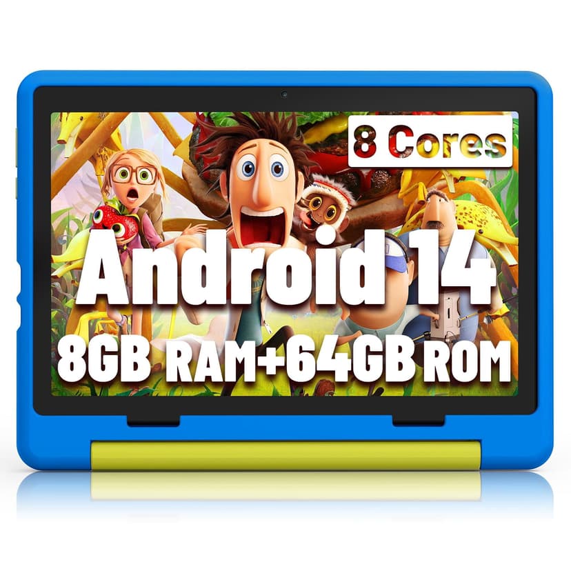 Jeazans Kids Tablet|Upgraded Android 14 Tablet 10 inch for Kids with Protective Case|Octa-Core|64GB|1TB TF Card Expandableʍ