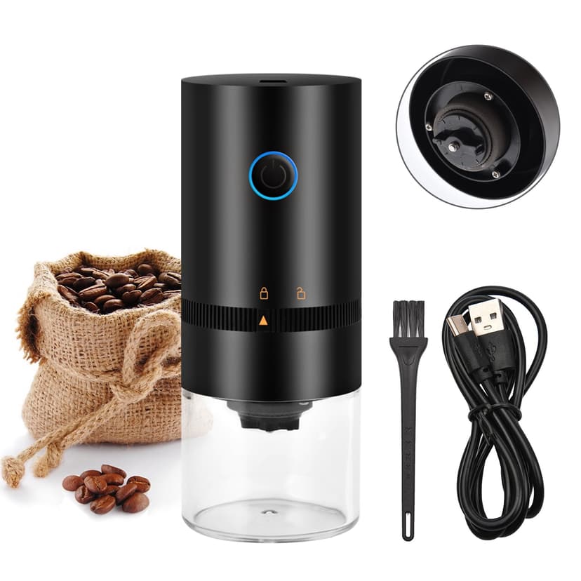 Flyflise Portable Mini Electric Burr Coffee Grinder with Adjustable Coarse Fine Grinding