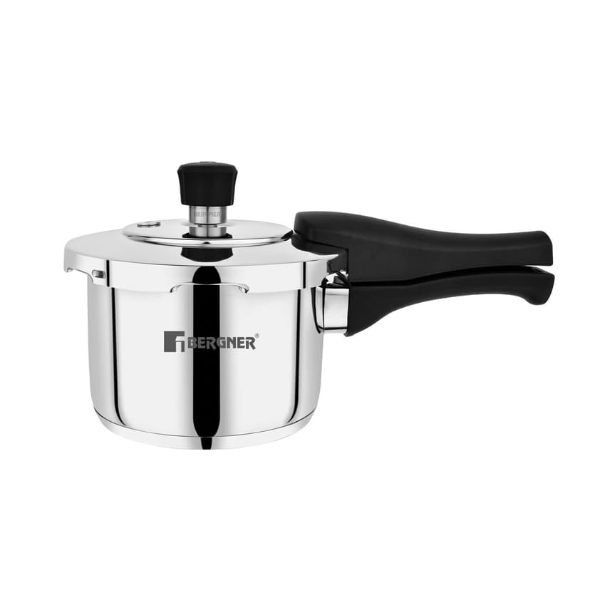 Pura Stainless Steel Pressure Cooker 1.5 Liters, Outer Lid Cooker, Triply Bottom | For Healthy Cooking, Mirror Finish, Easy To Clean, Induction Base & Gas Ready, Silver, 5-year Warranty