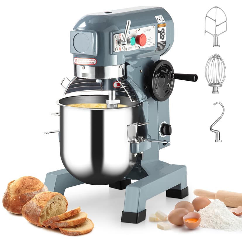 COZONY 10Qt Commercial Stand Mixer, 3 Adjustable Speeds, 600W Heavy Duty Electric Food Mixer with Timing Function, Stainless Steel Bowl, Security Shield, for Bakeries and Pizzerias