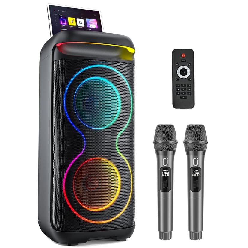 JYX Large Bluetooth Speaker, Portable Party Speaker with 2 Microphones & LED Light & Remote Control, Subwoofer, Partybox, T20-T