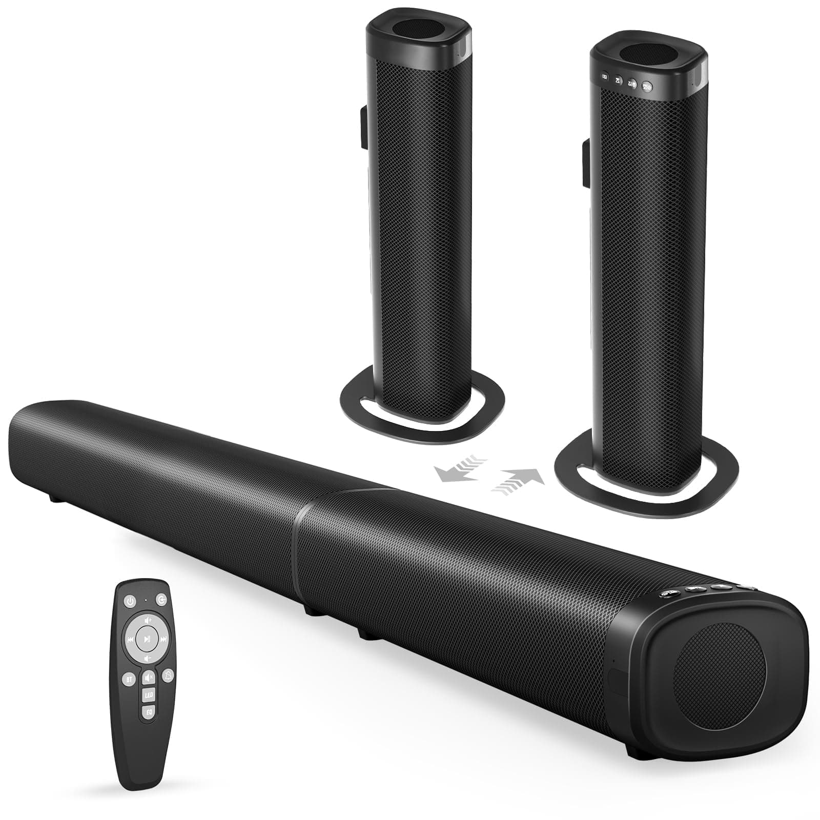 Yenjuty Sound Bar, 100W Sound Bar for Smart TV, Bluetooth 5.3 Soundbar, 2 in 1 Detachable Home Speaker Bass Effect, Home Theater
