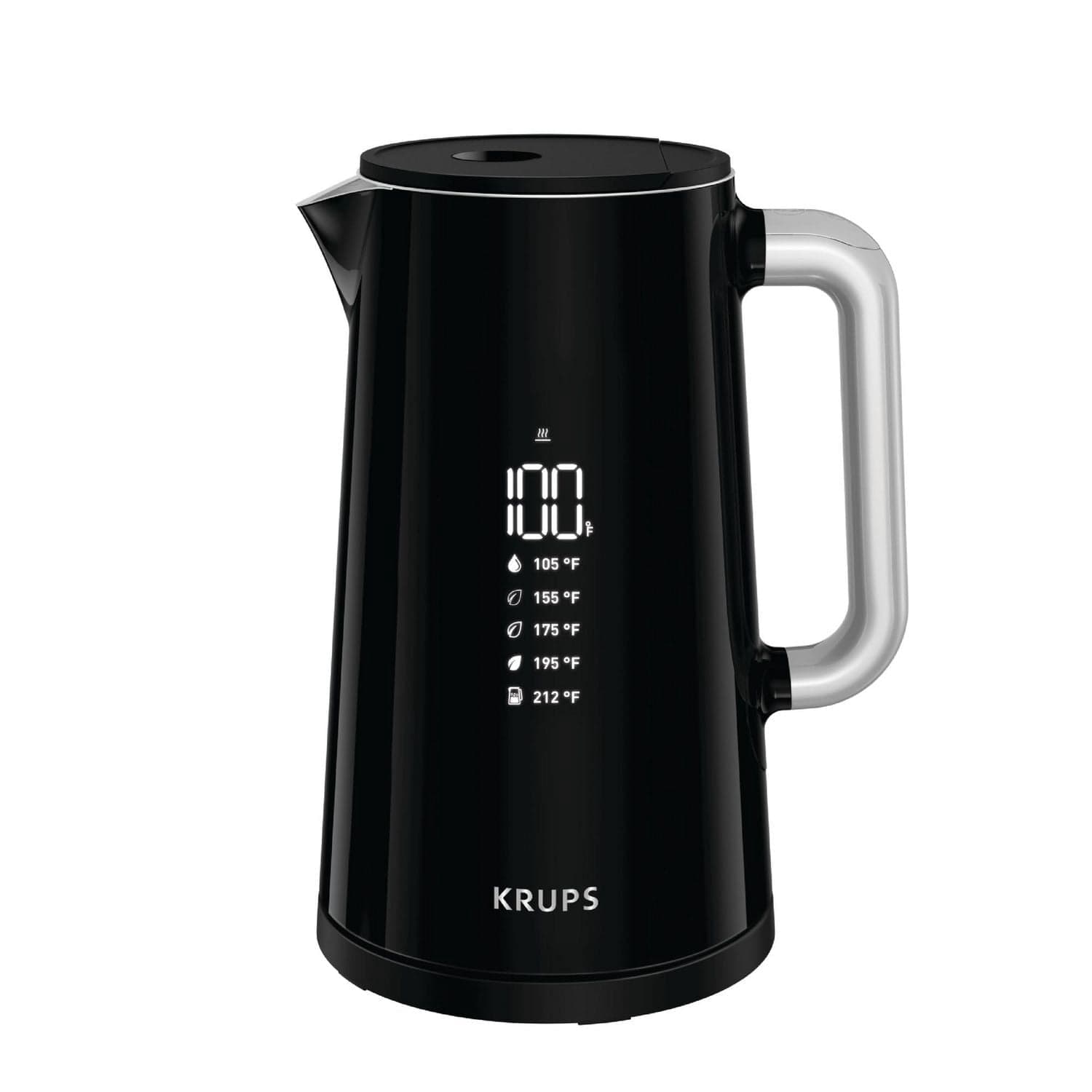 KRUPS Digital Touch Electric Kettle, 1.7 L, Stainless Steel Interior, 5 Presets, Black