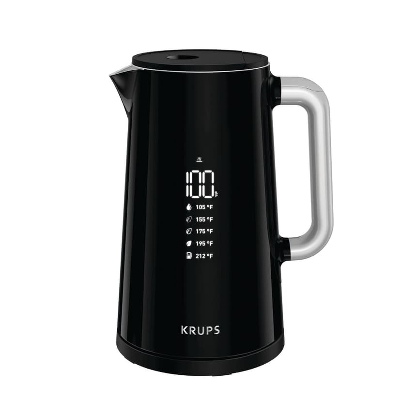 KRUPS Digital Touch Electric Kettle, 1.7 L, Stainless Steel Interior, 5 Presets, Black