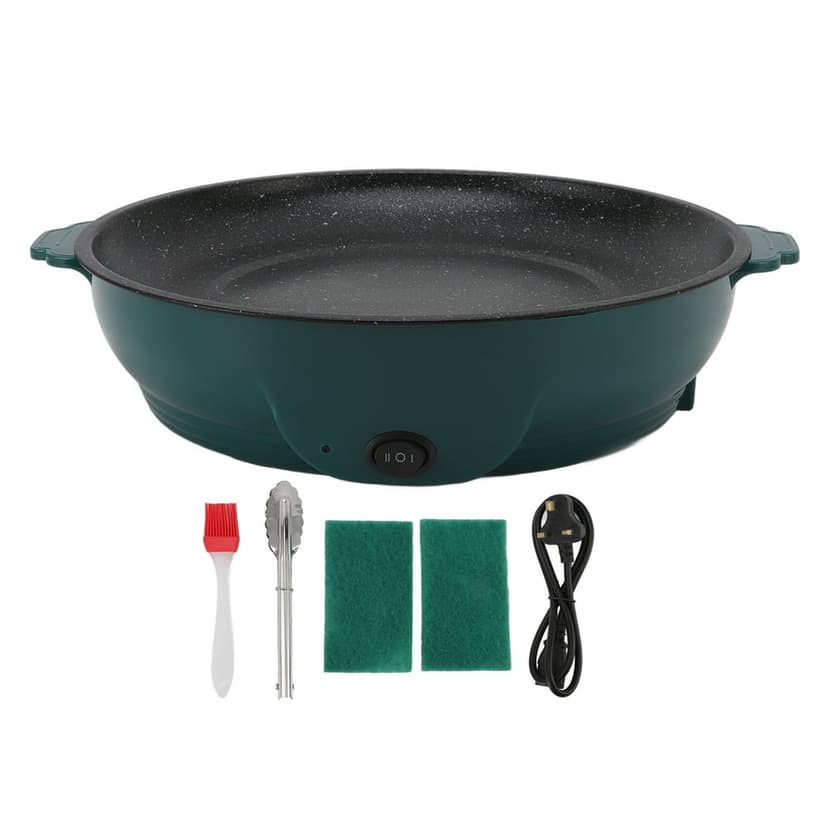 HLONK 26cm Large Diameter Electric Grill Plate - Non-Stick Surface & Auto Power Off for Safe Indoor BBQ UK Plug 220V