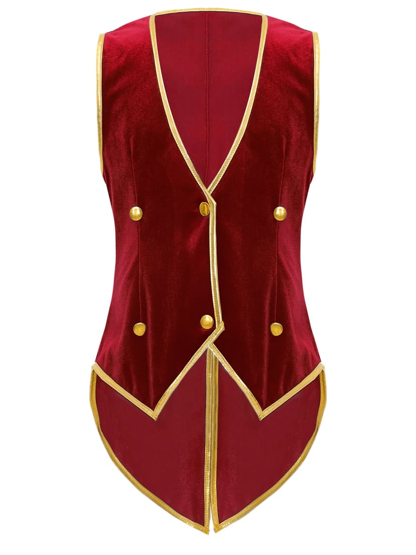 Yanarno Kids Boys Vintage Medieval Velvet Tailcoat Steampunk Victorian Gothic Jacket Renaissance Pirate Vest Red 6