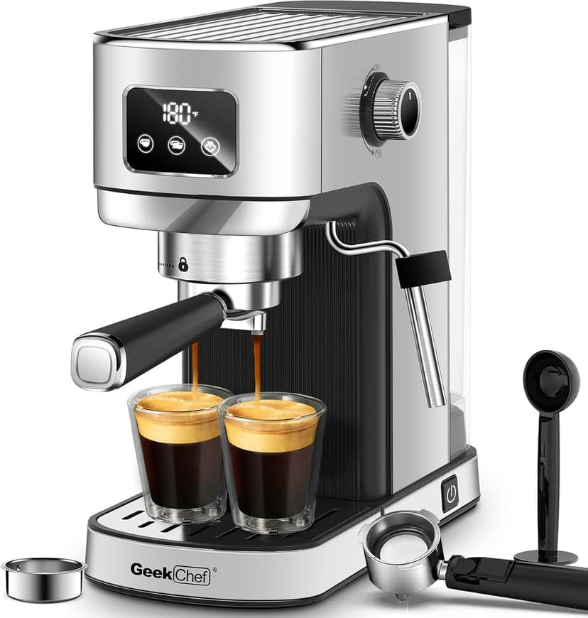 Geek Chef Espresso Machine, 20 Bar Espresso and Cappuccino Coffee Maker, Quick Heating Automatic, Latte & Cappuccino Creator, for Home, for Gift to Fa