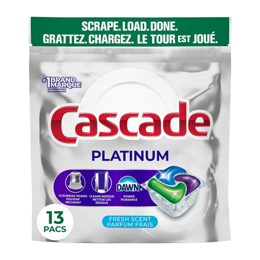 Cascade Platinum Dishwasher Pods, Dishwasher Detergent, Dish Detergent Soap, Fresh 13CT