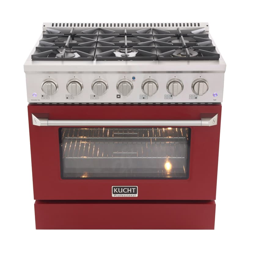 KUCHT Professional 36 in. 5.2 cu. ft. Gas Range with Convection Oven and Red Door