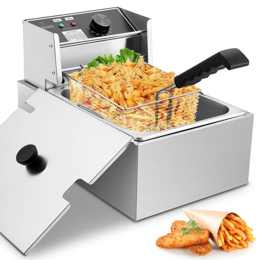 Deep Fryer with Basket 10L/12.7QT 1700W Electric Deep Fryers 0.7mm Thickened Stainless Steel Countertop Oil Fryer Large Capacity for Home and Commerc