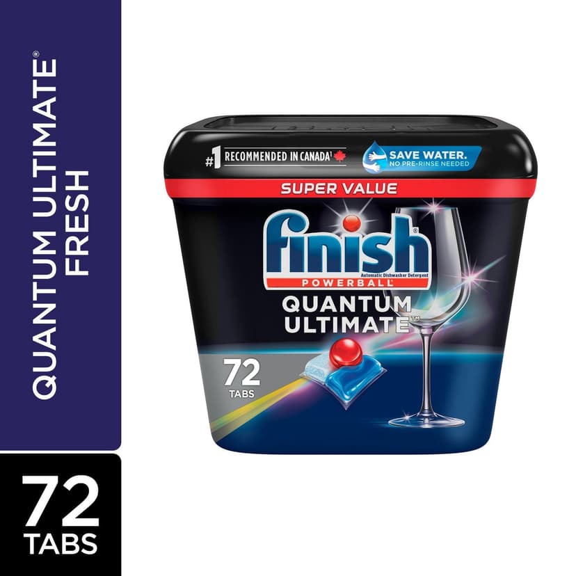 Finish® Quantum Ultimate® Dishwasher Detergent Pods, No pre sinse needed, For Deep clean & sparkling shine, 72 Tablets