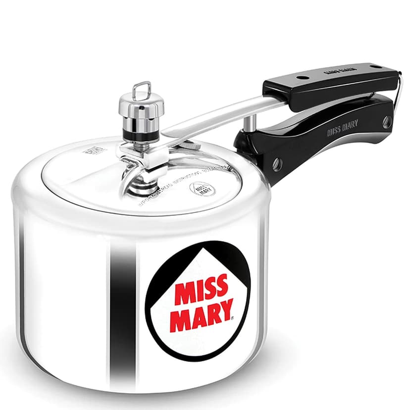 Miss Mary Aluminium Pressure Cooker 2 Liters, Small Inner Lid Cooker, Silver (MM20) | For 2 To 3 Persons