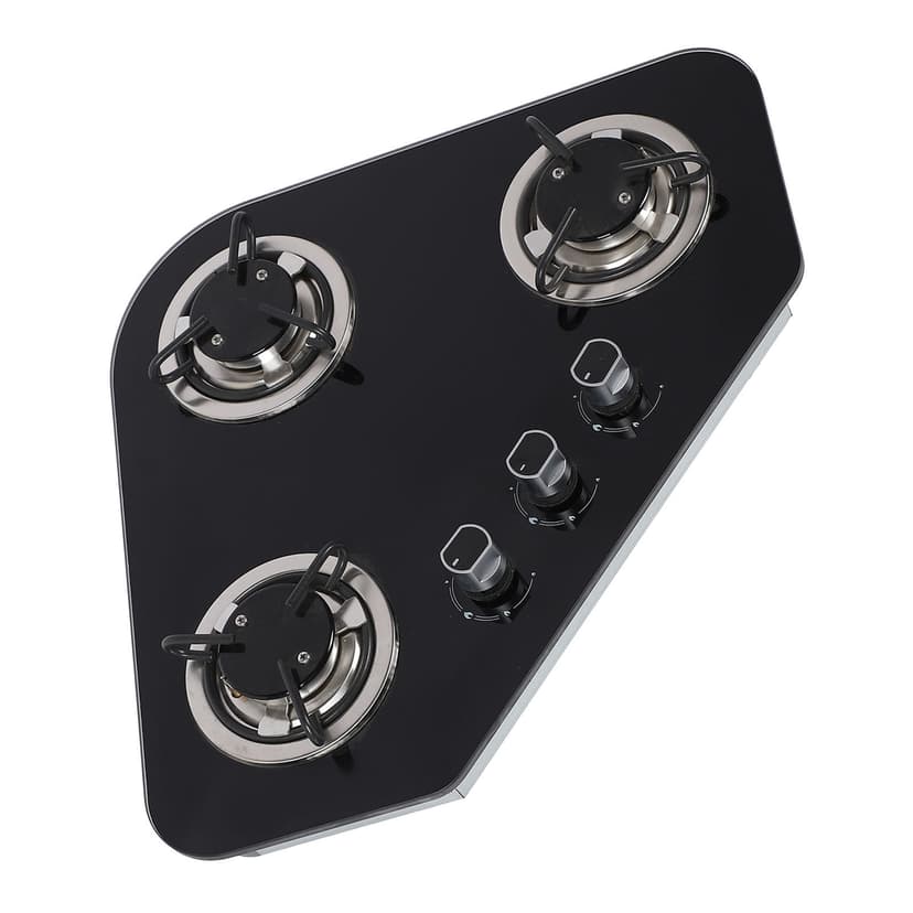 Gas Stove Top, Multi Stage Firepower Tempered Glass Gas Cooktop Heat Evenly 1.8Kw Stainless Steel Embedded Installation for Caravan for Boat
