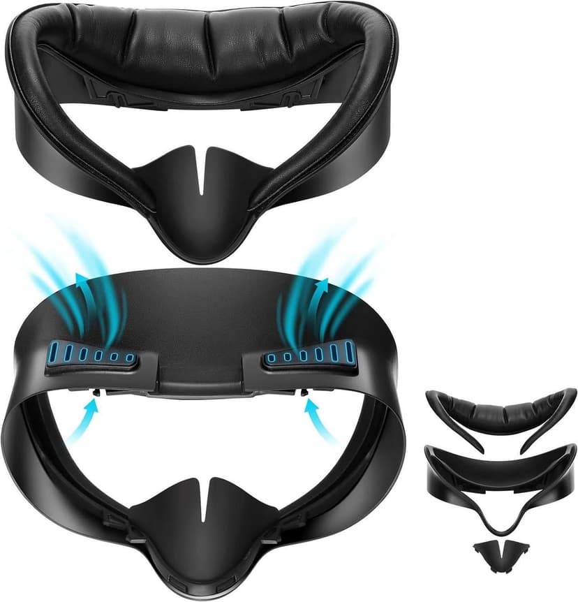 Facial Interface for Meta Quest 3S - Upgraded Wider PU & Ice Silk Face Cover Pads, Anti-Fog, Anti-Light Leakage VR Headset Accessories for Oculus with Lens Protector Cushion