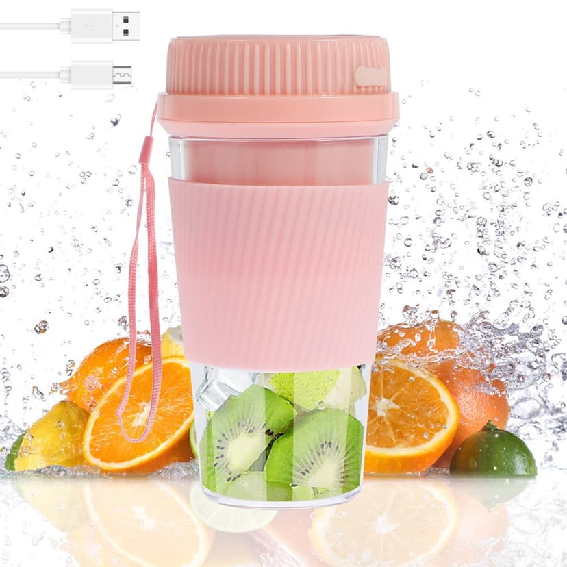 Portable Blender 300ML Electric Smoothie Blender 2/10 Blades Personal Blender Mini Juicer Cup 1500mAh USB Rechargeable Personal Fruit Mixer Auto-off for Travel Office Gym Kitchen