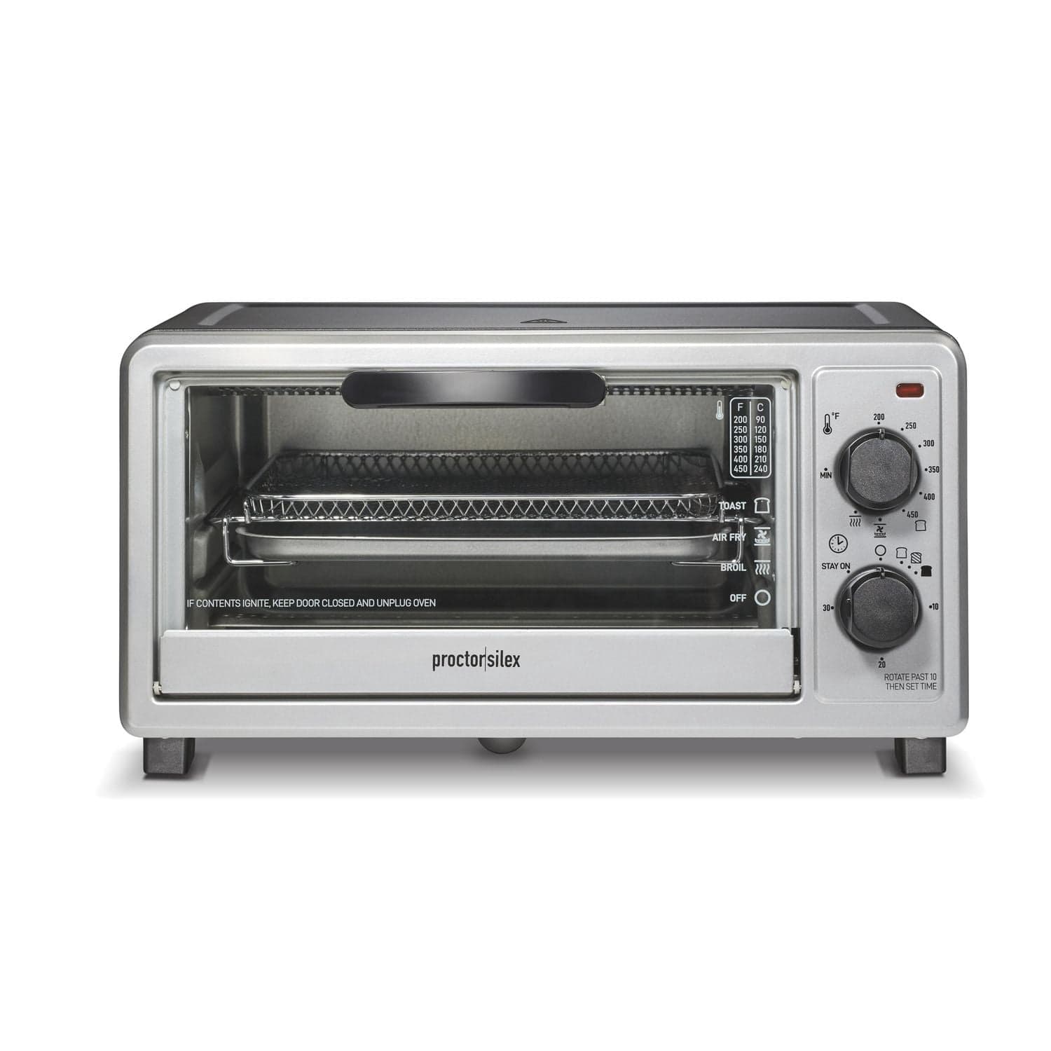 Proctor Silex Simply-Crisp™ Air Fryer Toaster Oven, 4-Slice Capacity, 275 Cu. In. Interior (1 Unit), 1200W, Silver, Model 31265