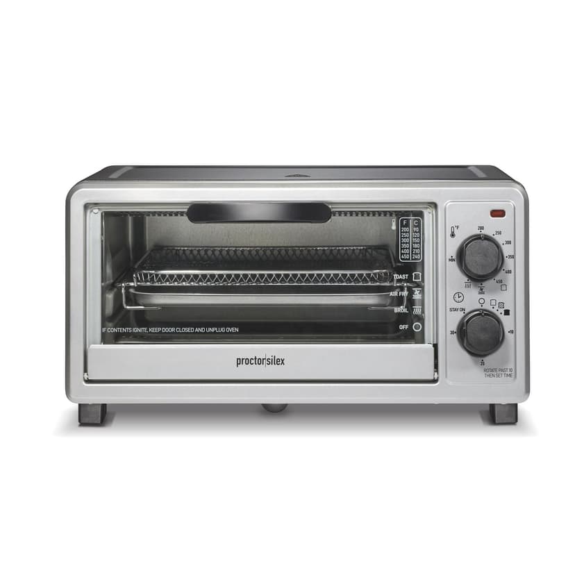 Proctor Silex Simply-Crisp™ Air Fryer Toaster Oven, 4-Slice Capacity, 275 Cu. In. Interior (1 Unit), 1200W, Silver, Model 31265