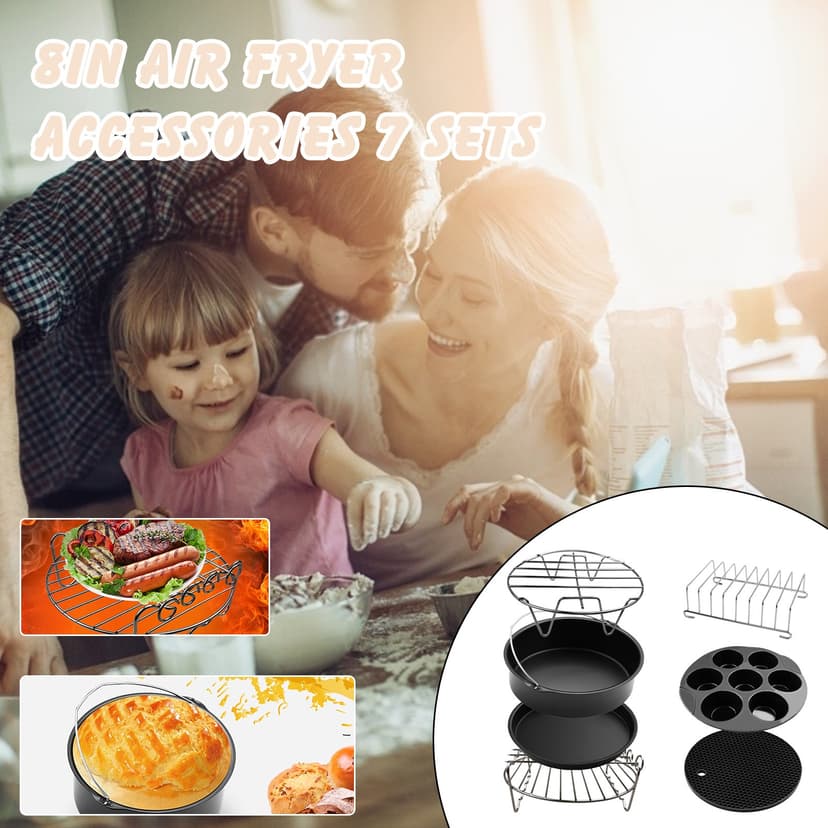 Huayishang Air Fryers Accessories Air Inch Barrel 4.8QT-6.3QT 7 8 Air Cake with for Fryer PCS Accessories Fryer Kitchen,Dining Bar