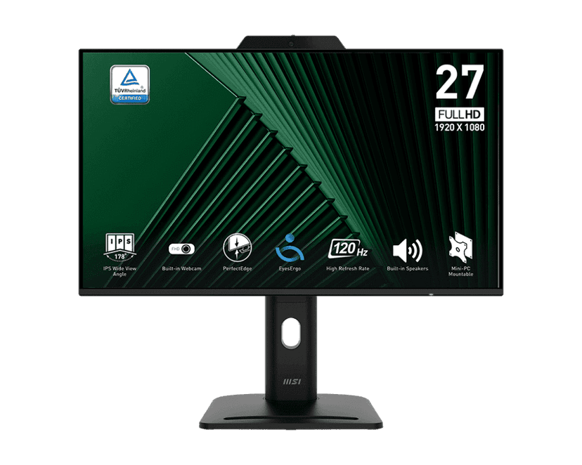 MSI 27" IPS 1920 x 1080 (FHD), 120Hz, Built-in Webcam and Speaker, Height Adjustable (PRO MP272PMG)