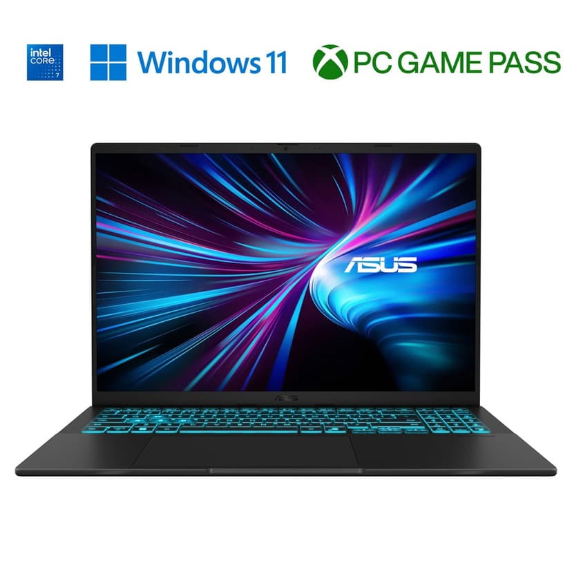ASUS Vivobook 16 (2025), ASUS Gaming, 16” WUXGA 144Hz Anti-Glare Display, Intel Core 7 Processor 240H, NVIDIA GeForce RTX 3050, 16GB Memory, 1TB SSD, Windows 11 Home, Matte Black, V3607VJ-DS73-CB