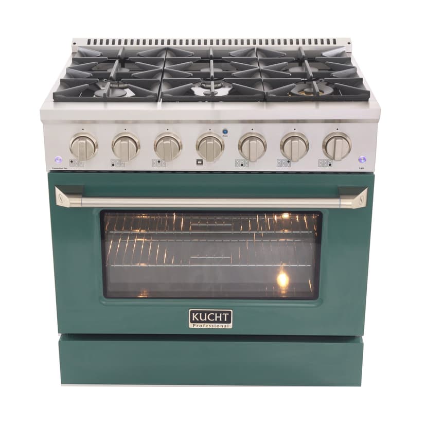 KUCHT Professional 36 in. 5.2 cu. ft. Propane Gas Range with Convection Oven and Green Door