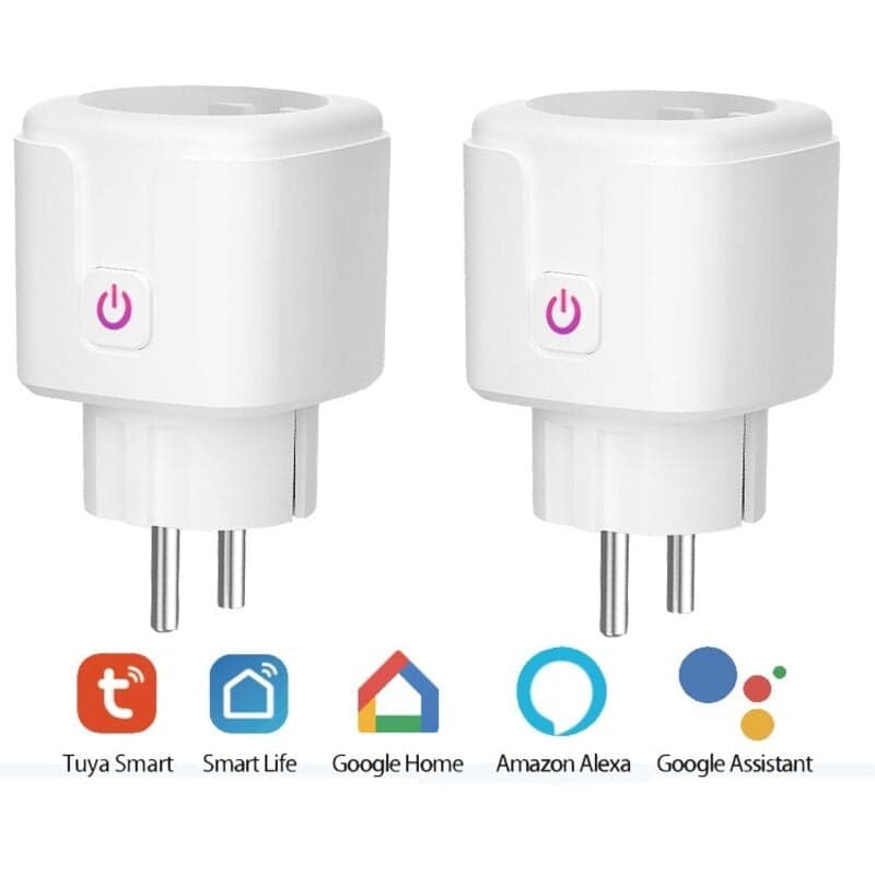 WiFi Smart Plug, 2 Pack Smart Plug Compatible with Alexa, Google Home and Smart Life, WiFi Programmable Plugs with Remote Control, Voice Control and Time Function