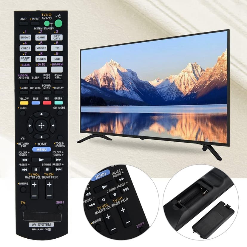 RMAAU106 AV Receiver System TV Remote Controller Replacement Long Transmission Distance Comfortable Easy Recognize Press Adaptable Models