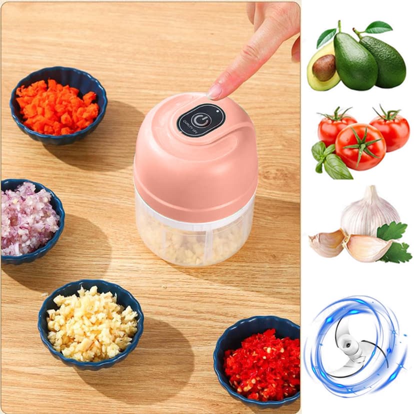 LSLJS Garlic Masher Electric Garlic Masher Household 250ml Food Processor Small Masher To Vegetable Wireless Food Processor for Ginger Chili Fruit Meat Etc, Garlic Stirrer