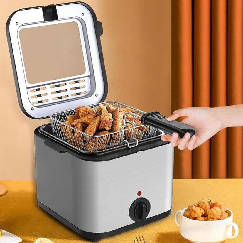 Feltree 4L All-in-One Electric Deep Fryer with Self-Heating Function, Oil-Free Air Frying Technology for French Fries & Chicken, Detachable Nonstick Basket & Cool-Touch Exterior