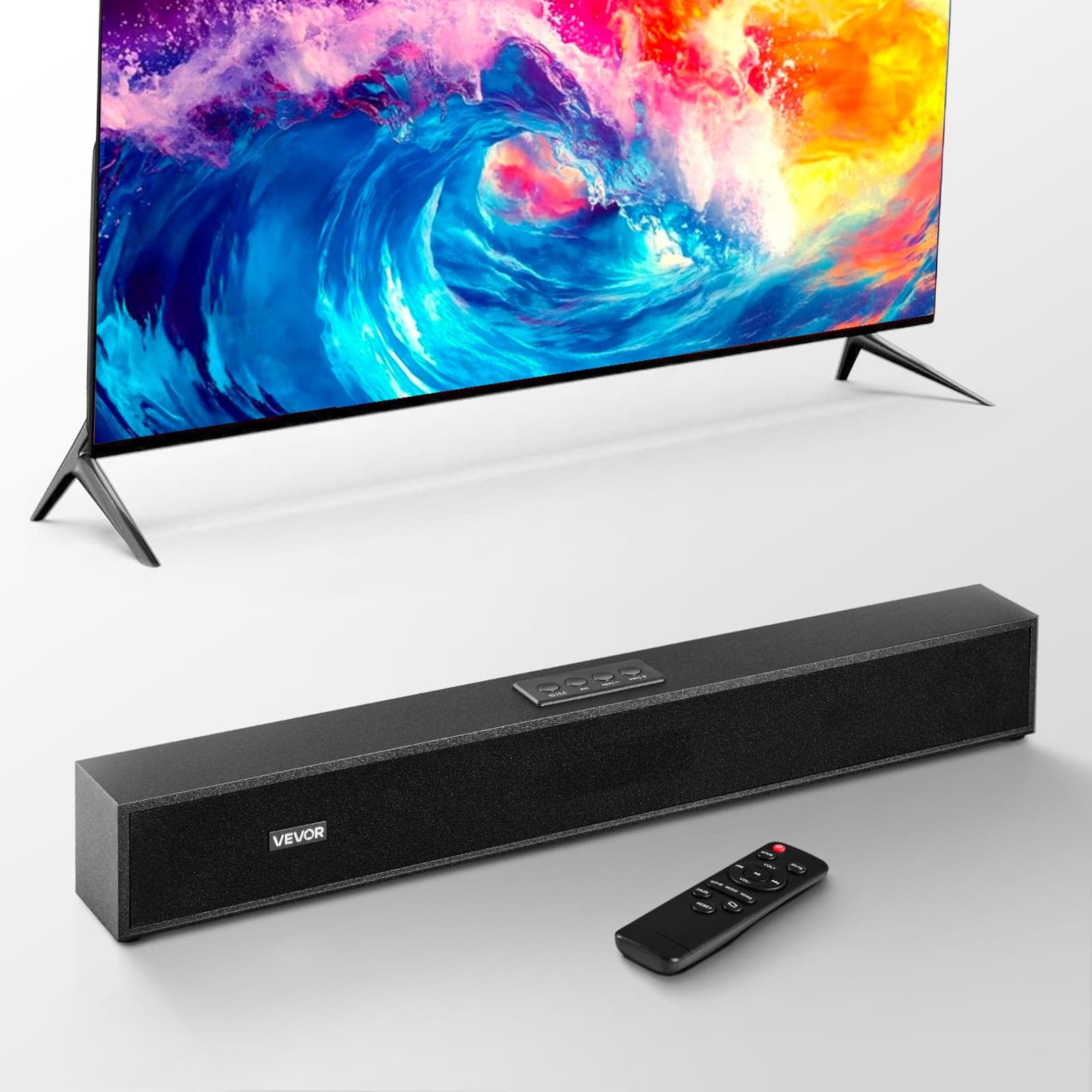 VEVOR Sound Bar for Smart TV, 2.0 Channel, 24-Inch Compact Soundbar TV Speakers for Projector, Bluetooth AUX Connection, Remote Control, Easy Setup, 80W Surround Sound System