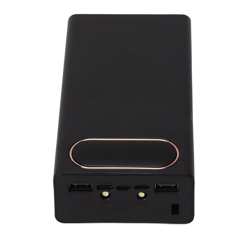 DIY Power Bank Case, LCD Screen Portable Plug and Play Input Output Battery Charger with 2 LED Lights for Mobile Phone Black