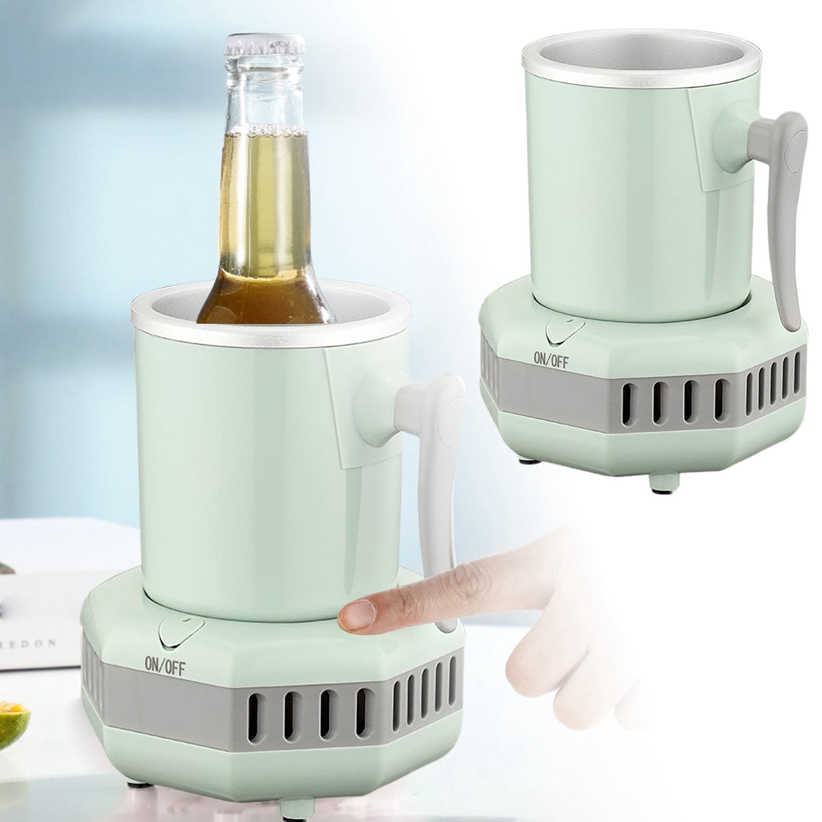 Portable Ice Maker Machine Countertop Plastic Aluminum Material Fast Cooling 2-6°C Lightweight Energy-Efficient for Water Juice Wine Home Bar Outdoor