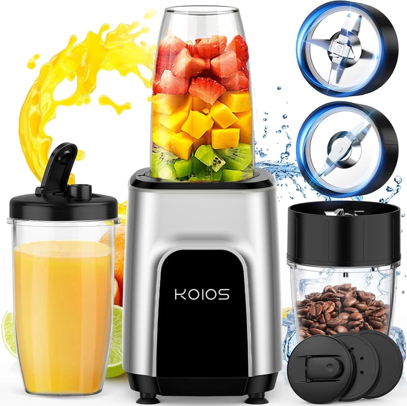 KOIOS 850W Countertop Blenders for Shakes and Smoothies, Protein Drinks, Nuts, Spices,Fruit Vegetables Drinks,Coffee Grinder for Beans,11-Piece Kitchen Blender Set with 6 Super Smooth Blade,