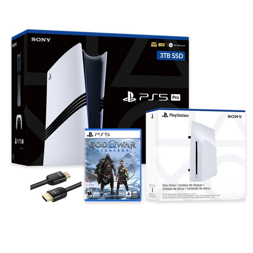 PlayStation 5 Pro 3TB SSD Console with Disc Drive, Wireless Controller and God of War Ragnarok - CFI-7019 PS5 Pro
