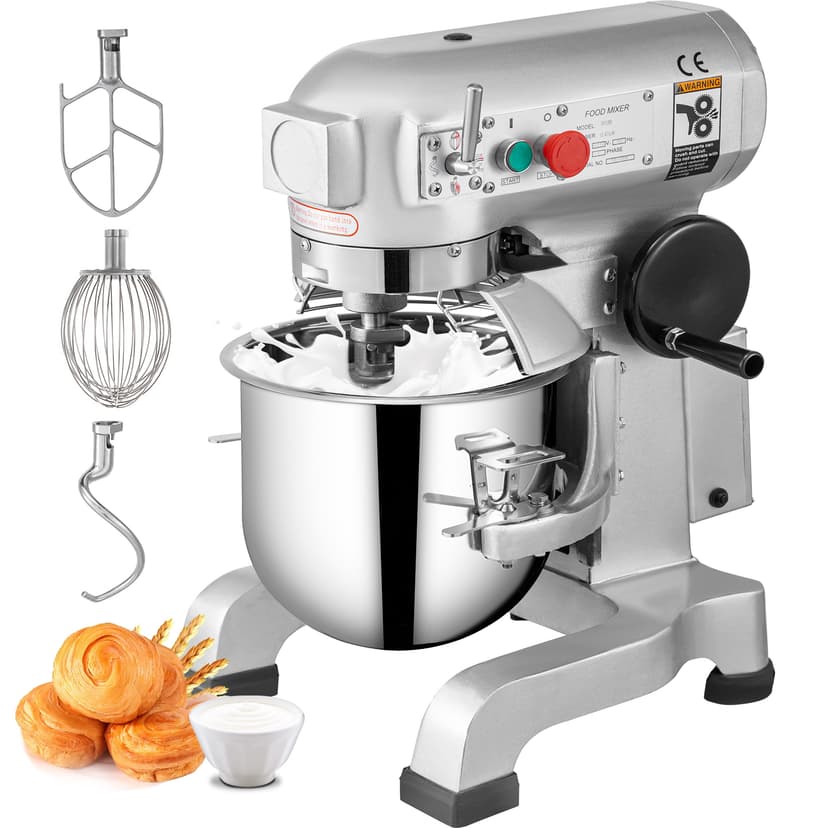 VEVOR Stand Mixer Commercial Food Mixer 30Qt 1100W 3 Speeds Adjustable 105/180/408 RPM Heavy Duty 110V with Stainless Steel Bowl Dough Hooks Whisk Beater for Schools Bakeries Restaurants Pizzerias