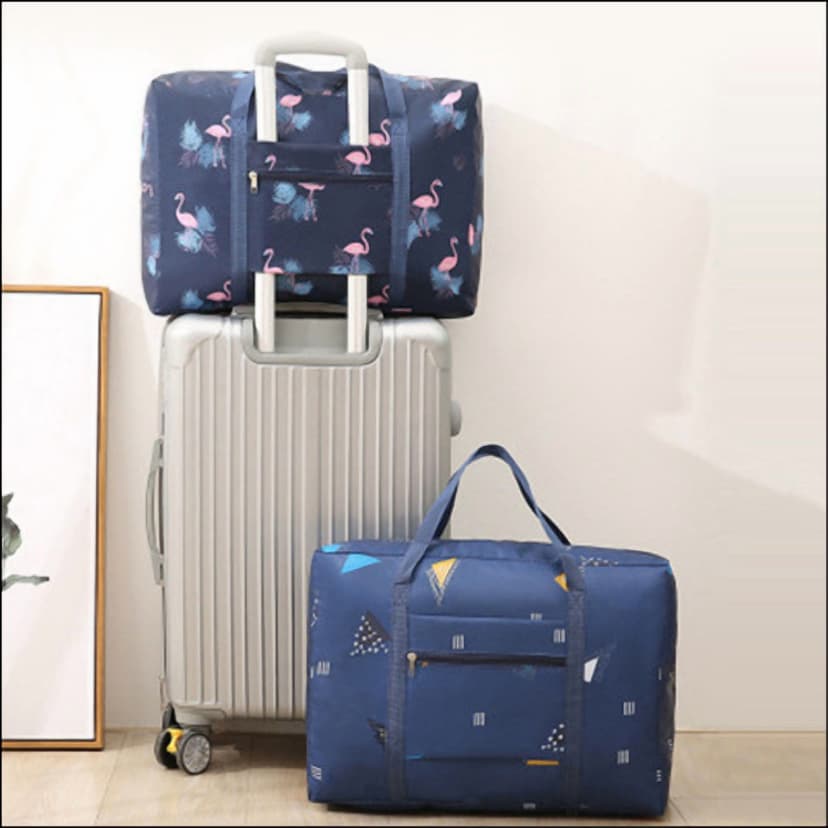 Lightweight Korean-Style Foldable Travel Organizer: Thickened Durable Handbag for Luggage Storage, Chic Daily in Gray Lamb Design – Ideal for Travel & Everyday Use