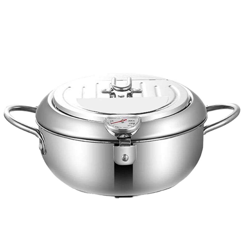 kurtrusly 304 Stainless Steel Deep Fryer Pot With Filter Rack And Temperature Control For Easy And Efficient
