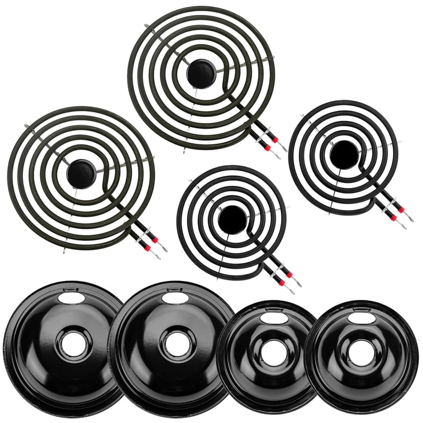 5304430149 5304430150 Black Porcelain Drip Pan Set & MP22YA Electric Range Burner Element Unit Set by Cenipar-Compatible with Frigi-daire Ken-more Cr