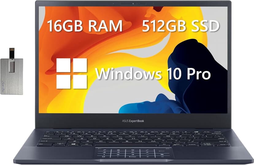 ASUS ExpertBook B5 Business Laptop, 13.3" FHD OLED Display, Intel Core i5-1135G7 Processor, 16GB RAM, 512GB SSD, Iris Xe Graphics, NumberPad, WiFi, Windows 10 Pro, Black, 32GB Hotface USB Card