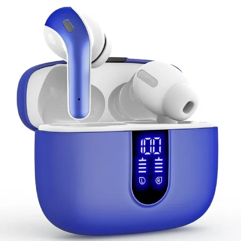 Refurbished VEATOOL X08 Bluetooth True Wireless Earbuds with Wireless Charging Case Blue