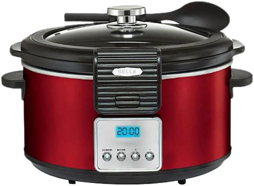 Bella 14106 Red Linea 5Qt Programmable Slow Cooker with Locking Lid
