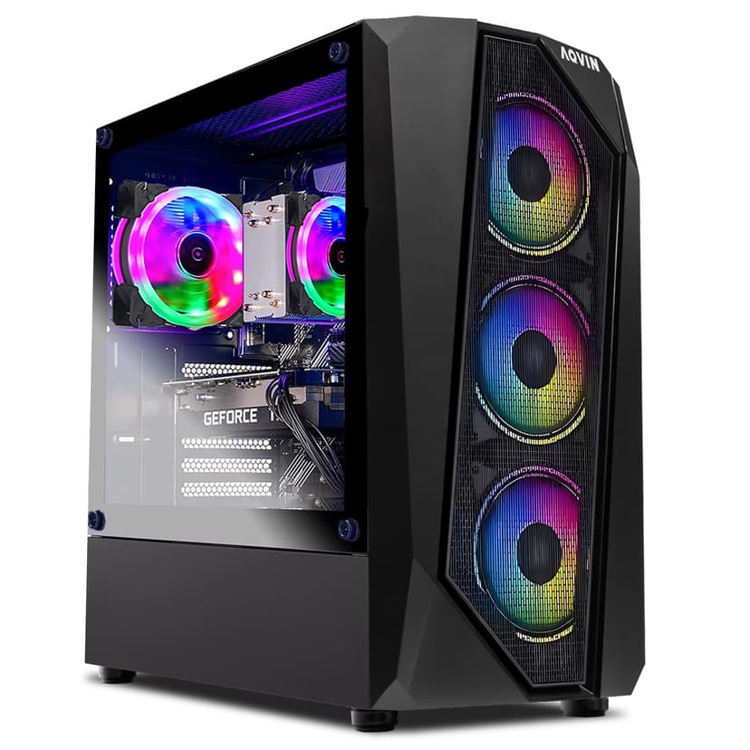 AQVIN AQ30 Gaming PC | NVIDIA RTX 3050 8GB GDDR6 (HDMI) | Intel Core i7 CPU | 1TB NVMe SSD Storage | 16GB DDR4 RAM | Windows 11 Pro | RGB Gaming Keyboard Mouse | Build-in WIFI - Black