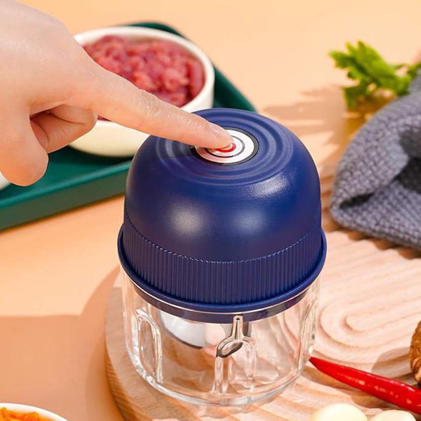 HOARBOEG Mini Electric Garlic Crusher Meat Mincer Type C Rechargeable Complementary Food Processor Wireless Garlic Crusher Kitchen Supplies Clearance Blue